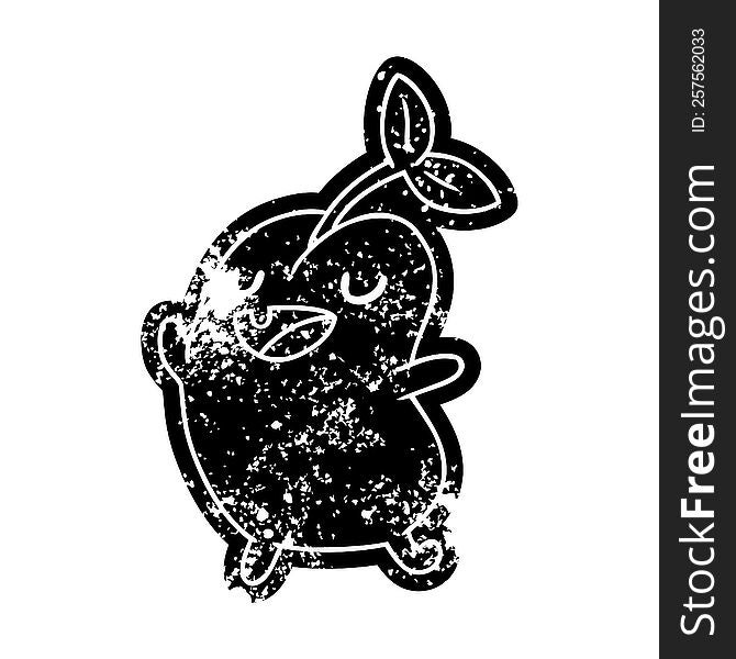 grunge distressed icon kawaii cute sprouting bean. grunge distressed icon kawaii cute sprouting bean