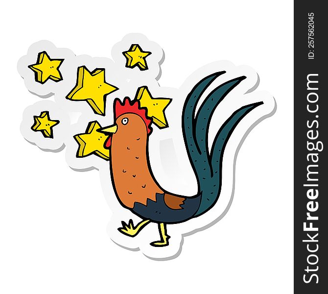 sticker of a cartoon prize cockerel
