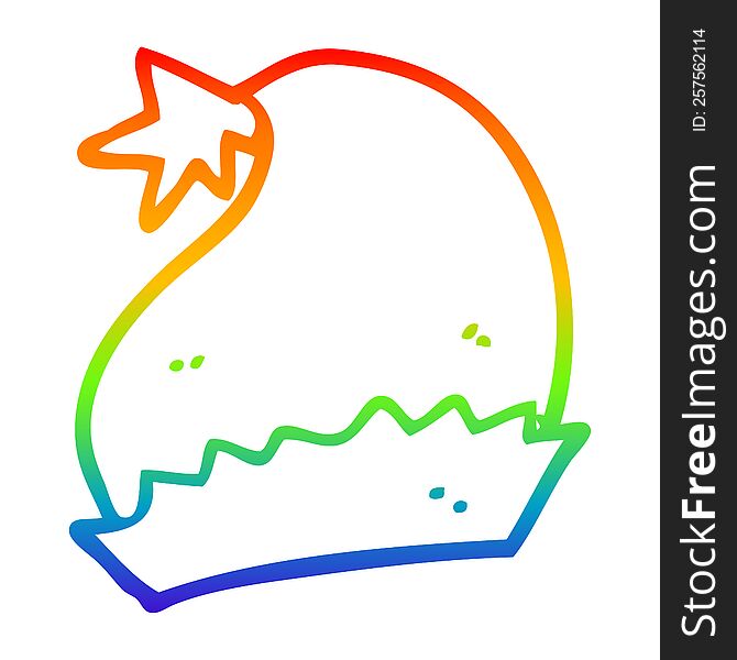 Rainbow Gradient Line Drawing Cartoon Santa Hat