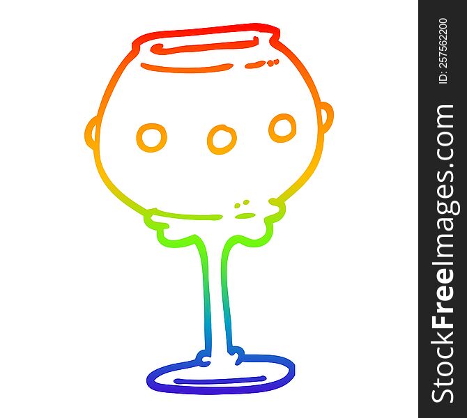 rainbow gradient line drawing of a cartoon metal goblet