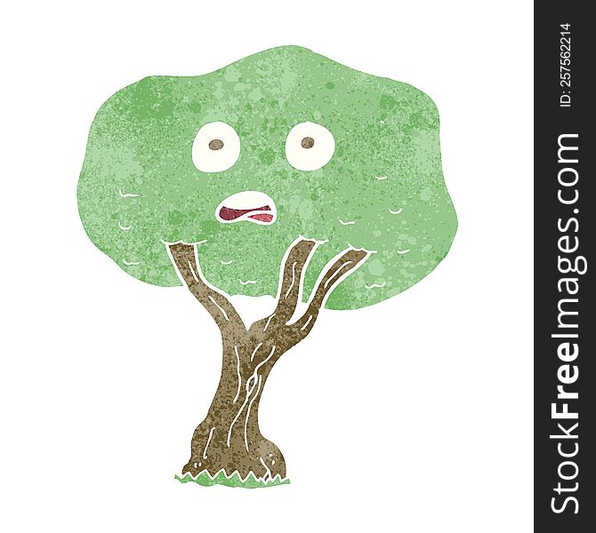 cartoon unhappy tree. cartoon unhappy tree