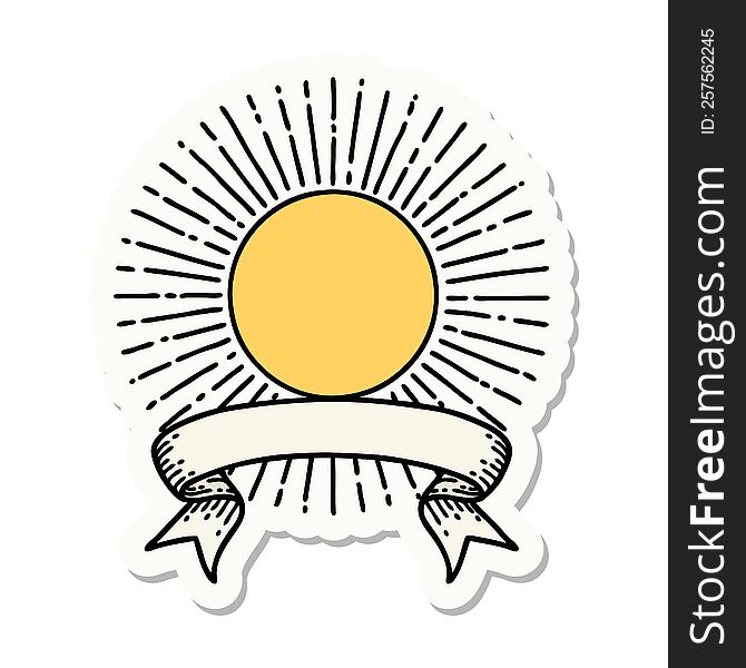 Tattoo Sticker With Banner Of A Sun