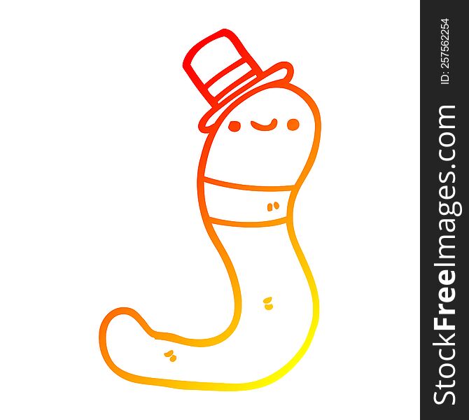 warm gradient line drawing of a cute cartoon worm