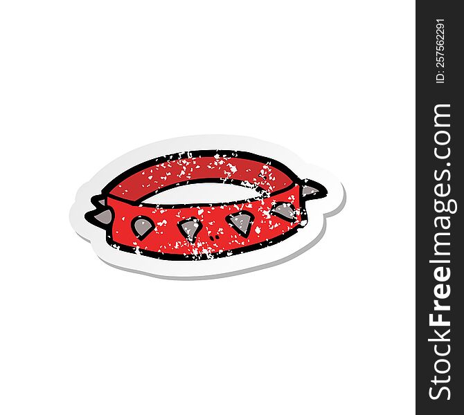 Distressed Sticker Of A Cartoon Spiked Dog Collar