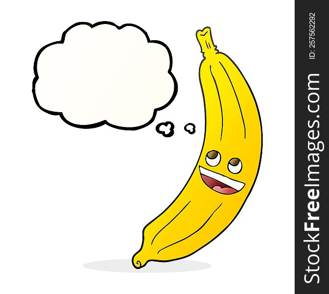 freehand drawn thought bubble cartoon banana