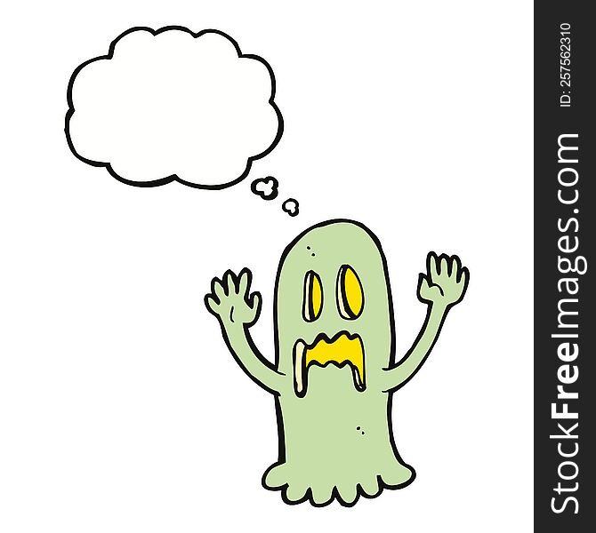 Cartoon Spooky Ghost With Thought Bubble