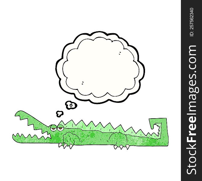 thought bubble textured cartoon crocodile