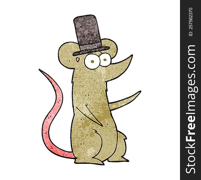 freehand textured cartoon mouse wearing top hat
