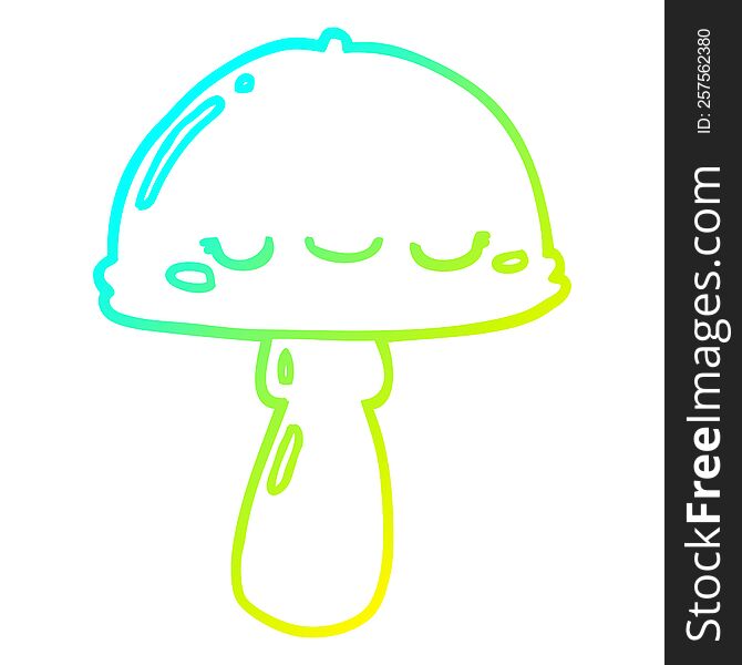 Cold Gradient Line Drawing Cartoon Mushroom