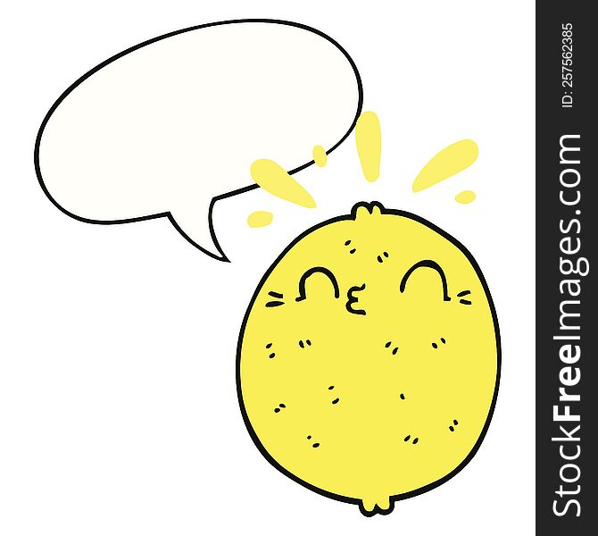 Cute Cartoon Lemon And Speech Bubble