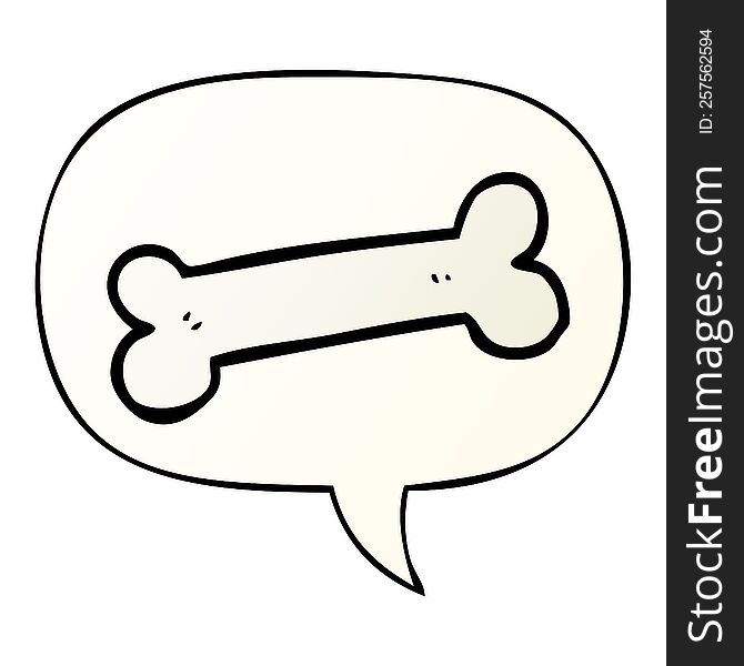 cartoon bone with speech bubble in smooth gradient style