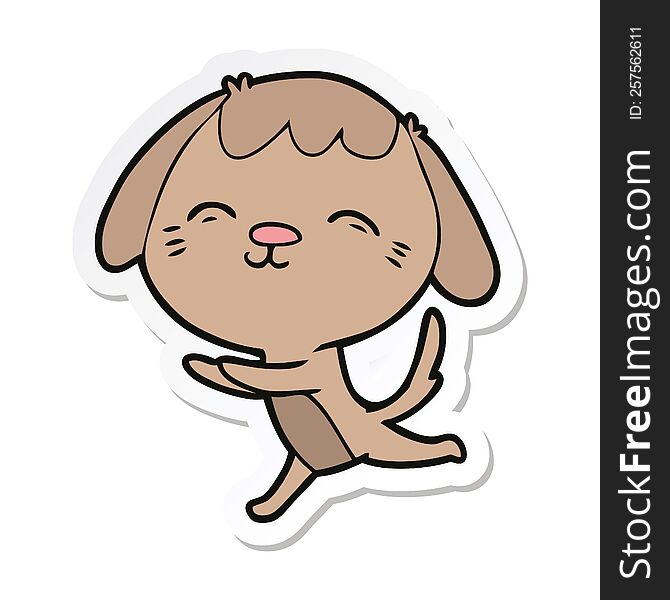 Sticker Of A Happy Cartoon Dog