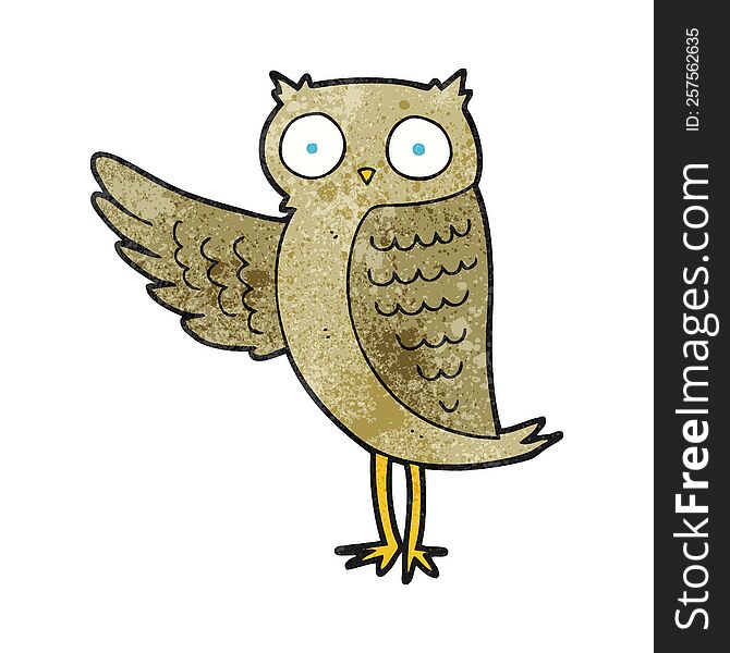 freehand textured cartoon owl