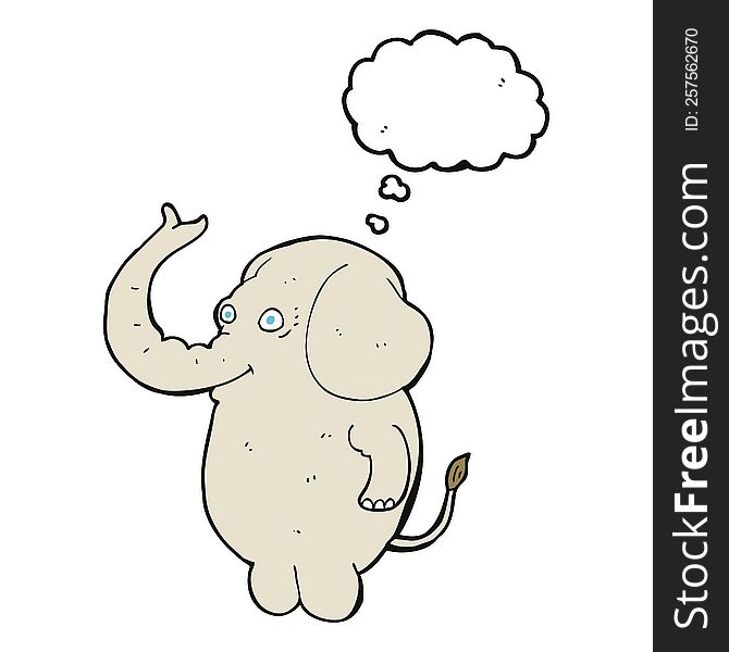 Cartoon Funny Elephant With Thought Bubble