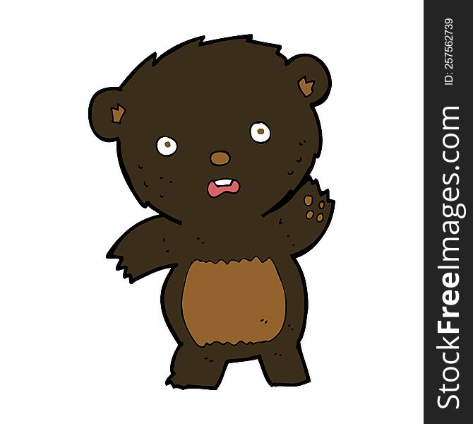 Cartoon Waving Black Bear Cub