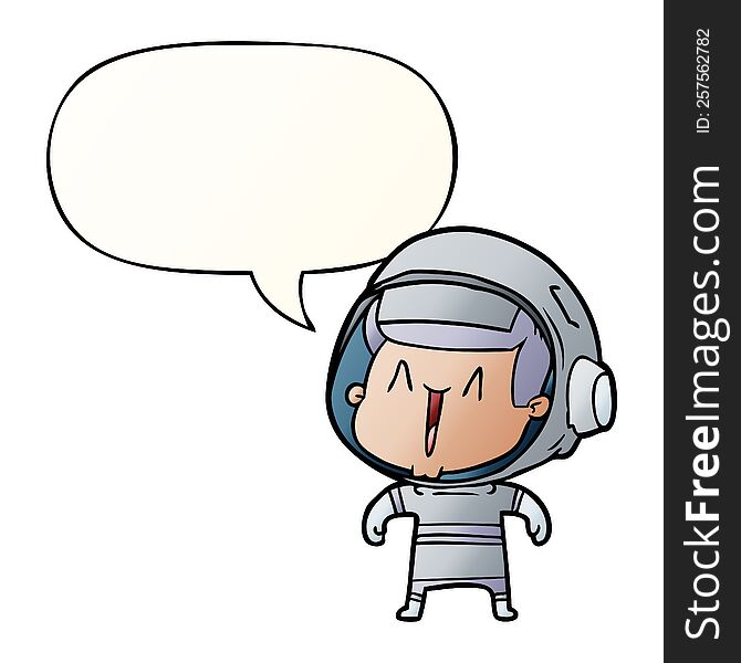 cartoon astronaut man with speech bubble in smooth gradient style