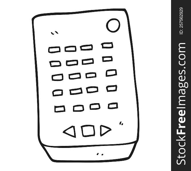 freehand drawn black and white cartoon remote control