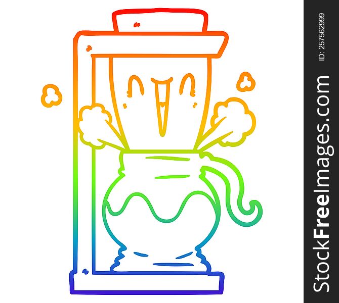 rainbow gradient line drawing of a cartoon filter coffee machine