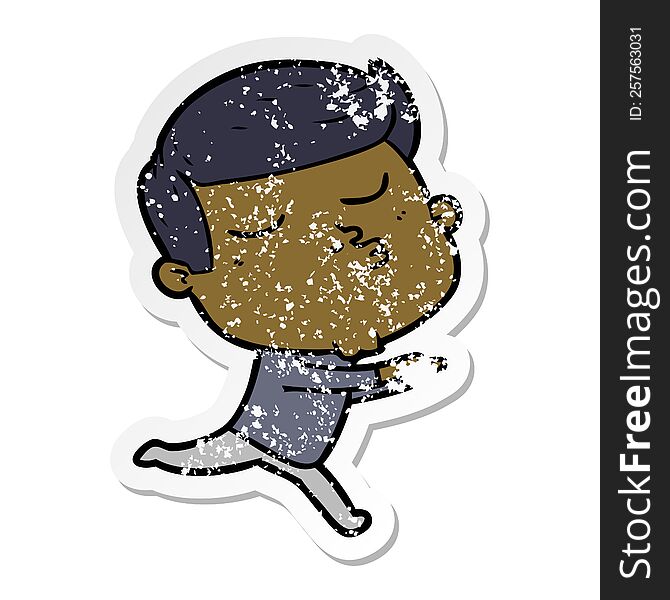 distressed sticker of a cartoon model guy pouting