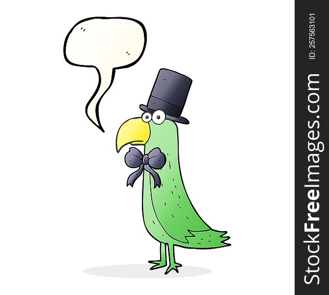 freehand drawn speech bubble cartoon posh parrot