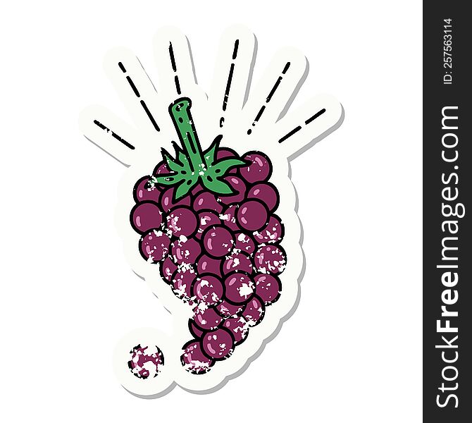 grunge sticker of tattoo style bunch of grapes