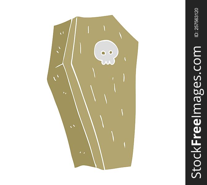 Flat Color Illustration Of A Cartoon Spooky Coffin