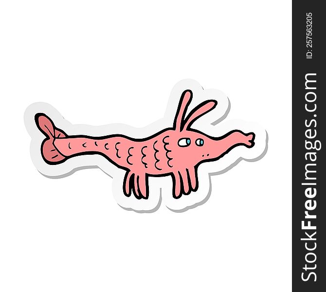 sticker of a cartoon shrimp