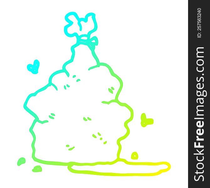 cold gradient line drawing of a cartoon garbage bag