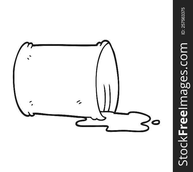 Black And White Cartoon Spilled Oil Drum