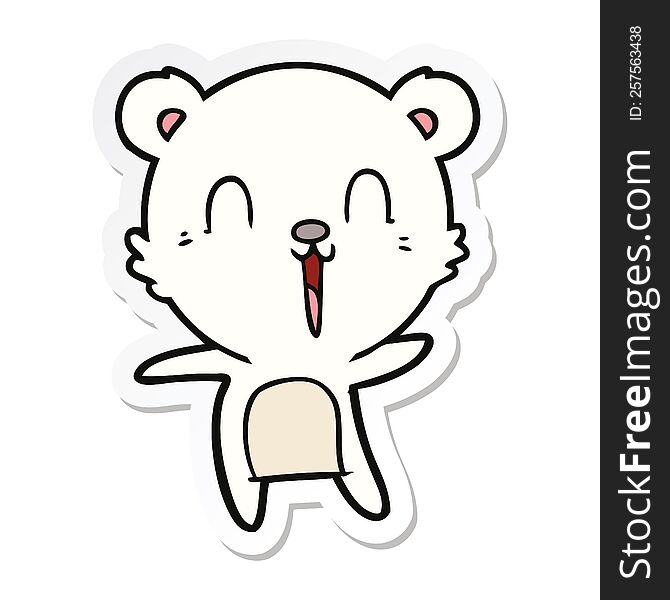 Sticker Of A Happy Cartoon Polar Bear