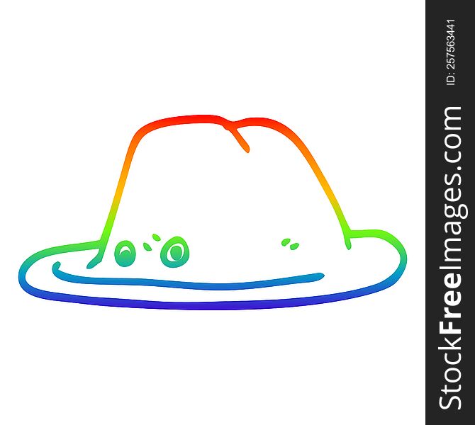 Rainbow Gradient Line Drawing Cartoon Hat