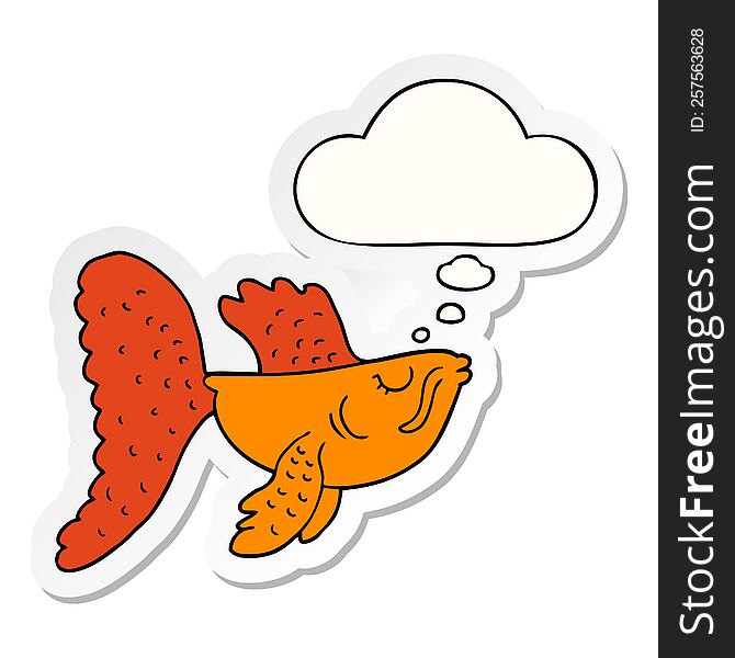 cartoon chinese fighting fish with thought bubble as a printed sticker