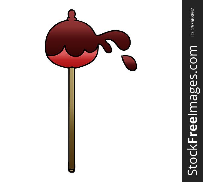 gradient shaded quirky cartoon toffee apple. gradient shaded quirky cartoon toffee apple