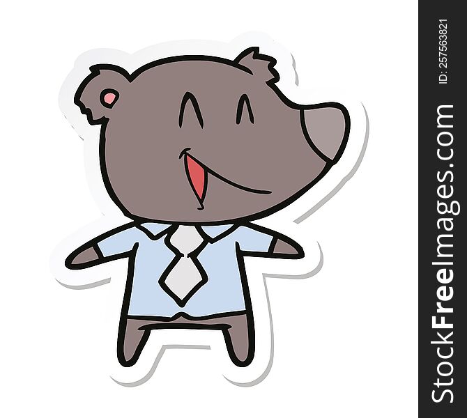 sticker of a cartoon bear in shirt and tie