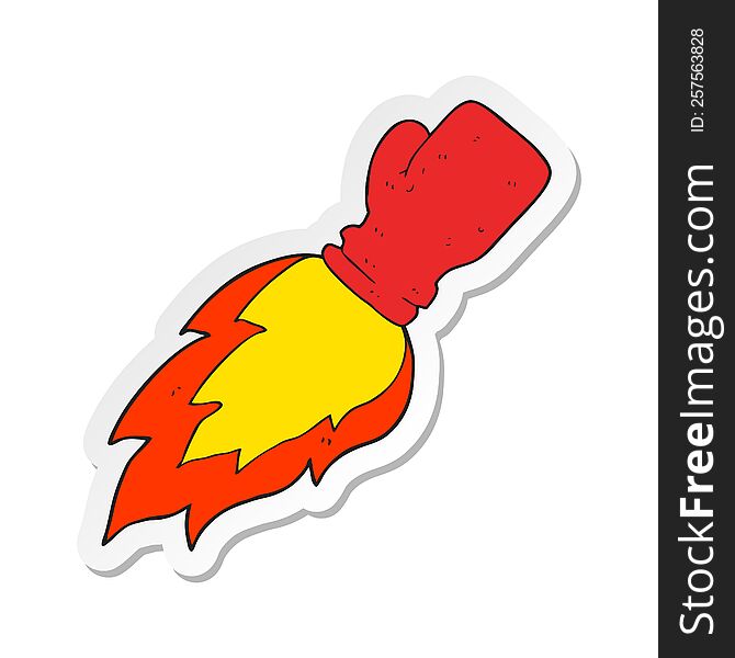 sticker of a cartoon boxing glove flaming punch