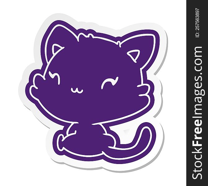 cartoon sticker of cute kawaii kitten