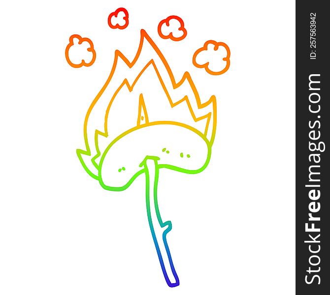 Rainbow Gradient Line Drawing Cartoon Hot Dog