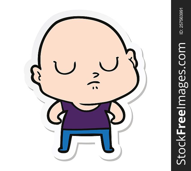 Sticker Of A Cartoon Bald Man