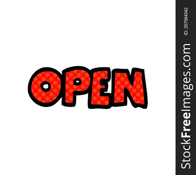 Cartoon Doodle Open Sign