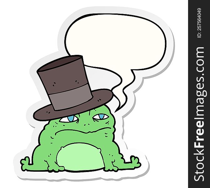 cartoon rich toad with speech bubble sticker. cartoon rich toad with speech bubble sticker