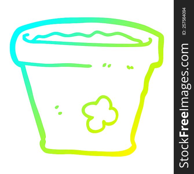 cold gradient line drawing of a cartoon plant pot