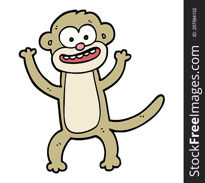 Hand Drawn Doodle Style Cartoon Monkey