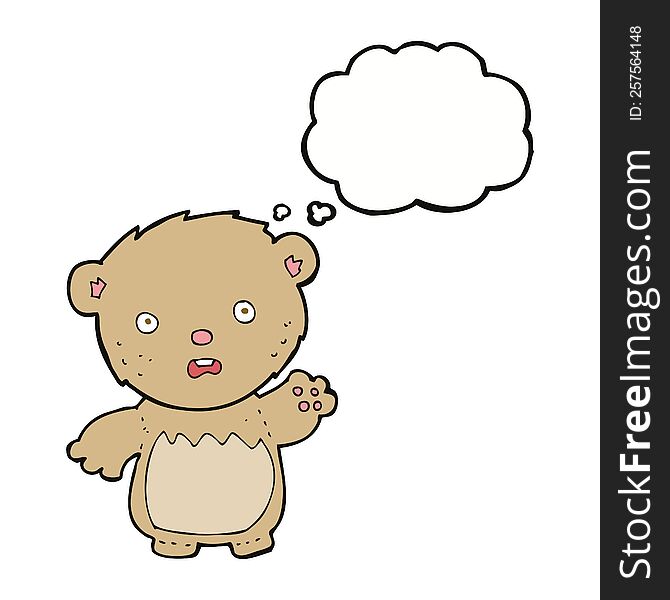 Cartoon Worried Teddy Bear With Thought Bubble