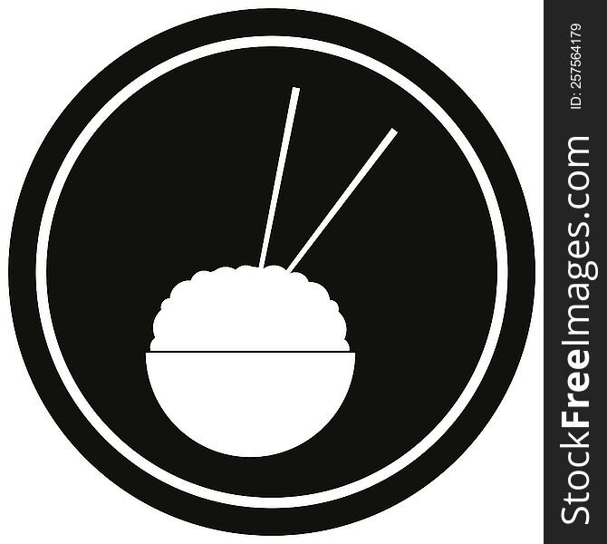 Rice bowl circular symbol vector illustration
