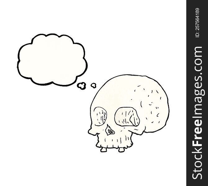 Thought Bubble Textured Cartoon Old Skull