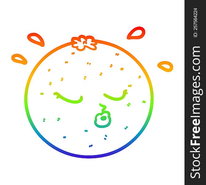 Rainbow Gradient Line Drawing Cartoon Orange