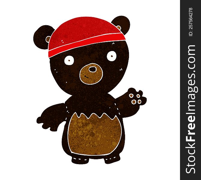 Cartoon Black Bear Wearing Hat