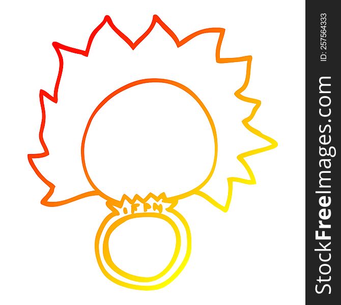 warm gradient line drawing of a cartoon mood ring