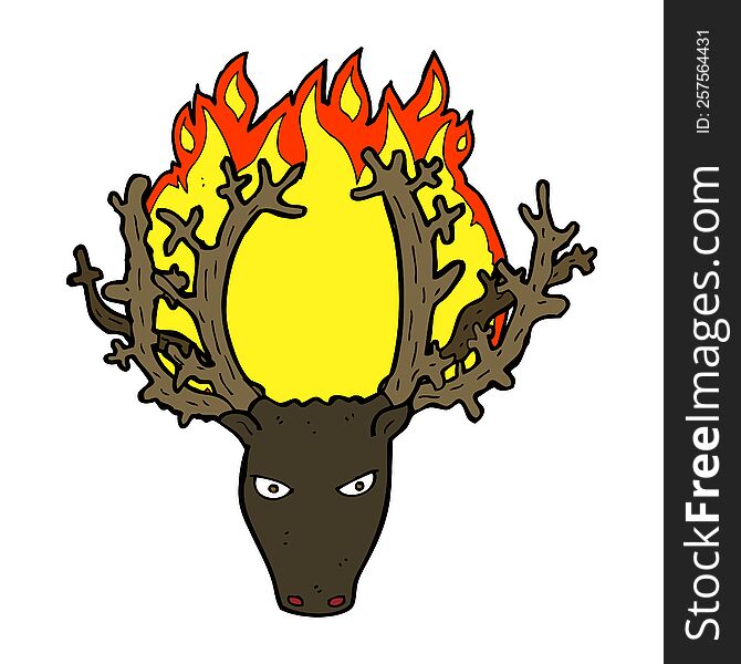 cartoon stag head fire symbol