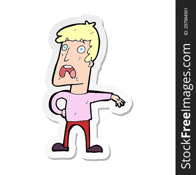 sticker of a cartoon complaining man